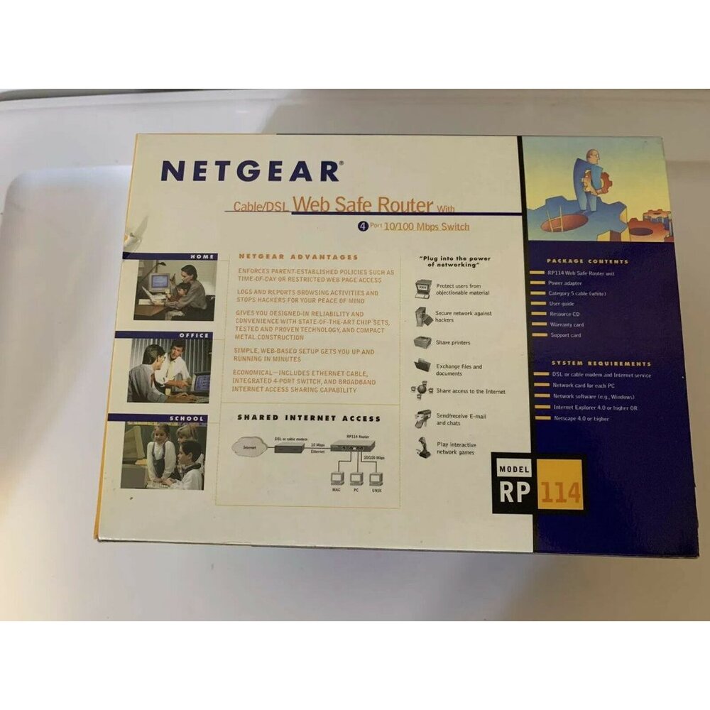 Netgear RP114 Web Safe Cable DSL Router 100 Mbps 4-Port 10/100 Switch Open Box - Picture 5 of 11
